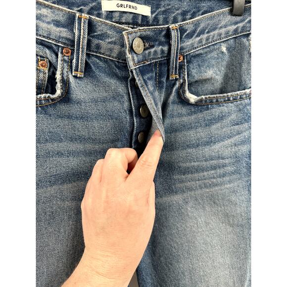 GRLFRND KAROLINA FAUX PEARL & CRYSTAL EMBELLISHED High Waist SKINNY JEANS 26 - Picture 6 of 10